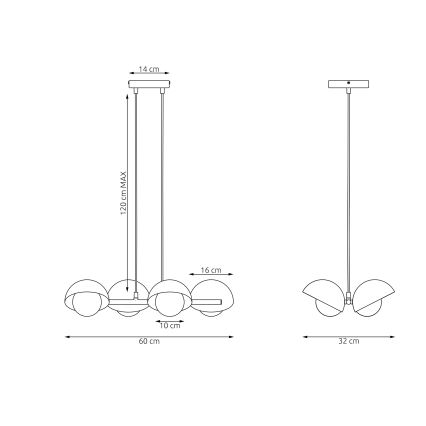 Pendelleuchte BOOM an Stahlseil 4xG9/8W/230V, beige