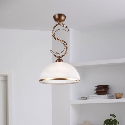 Pendelleuchte COBRA mit Stange 1xE27/60W/230V Ø 30 cm Bronze/Patina