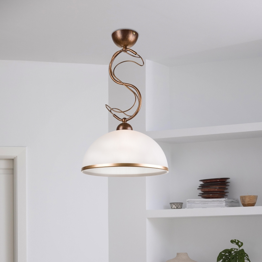 Pendelleuchte COBRA mit Stange 1xE27/60W/230V Ø 30 cm Bronze/Patina