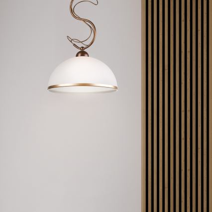 Pendelleuchte COBRA mit Stange 1xE27/60W/230V Ø 30 cm Bronze/Patina