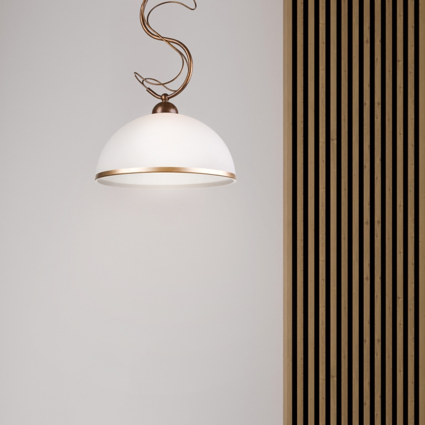 Pendelleuchte COBRA mit Stange 1xE27/60W/230V Ø 30 cm Bronze/Patina