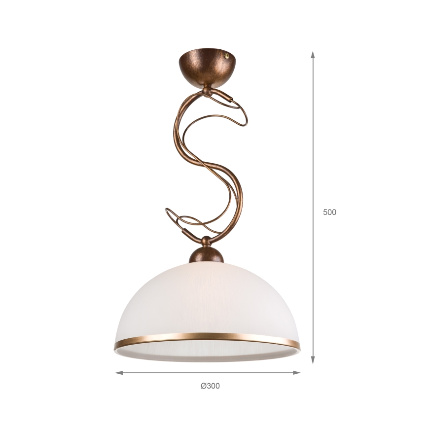 Pendelleuchte COBRA mit Stange 1xE27/60W/230V Ø 30 cm Bronze/Patina