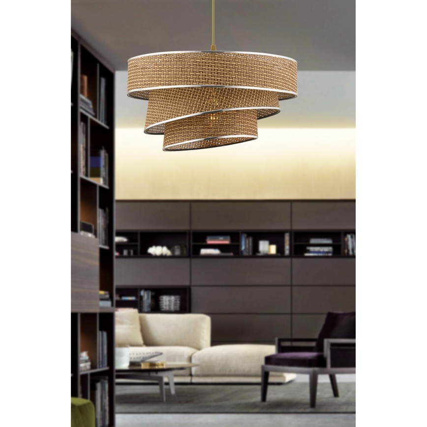 Pendelleuchte COUPER 1xE27/60W/230V braun/glänzender Chrom