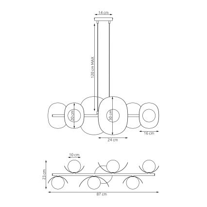 Pendelleuchte ELEMENTI 6xG9/8W/230V weiß