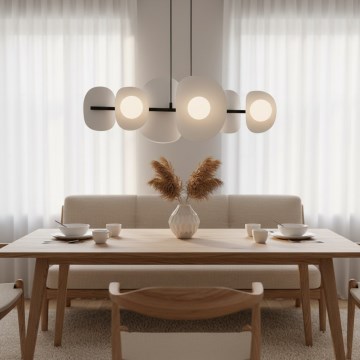 Pendelleuchte ELEMENTI mit Seilaufhängung, 6× G9, 8 W, 230 V, grau