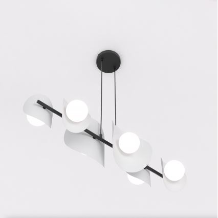 Pendelleuchte ELEMENTI mit Seilaufhängung, 6× G9, 8 W, 230 V, grau