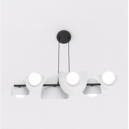 Pendelleuchte ELEMENTI mit Seilaufhängung, 6× G9, 8 W, 230 V, grau