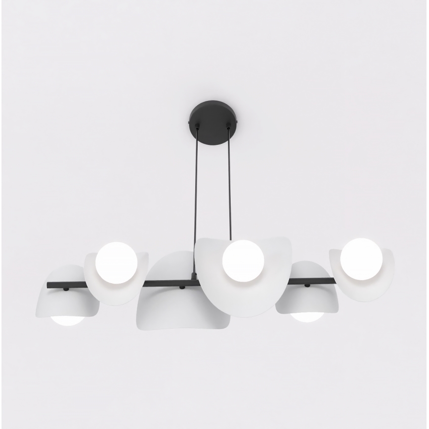 Pendelleuchte ELEMENTI mit Seilaufhängung, 6× G9, 8 W, 230 V, grau