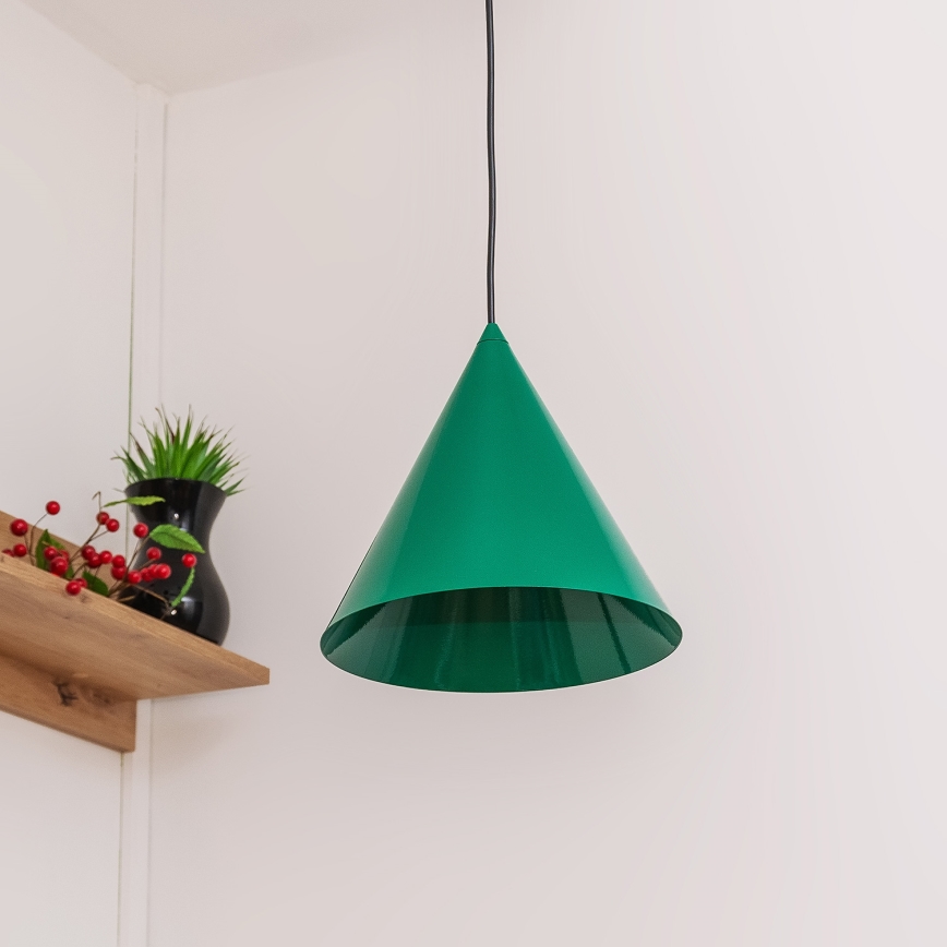 Pendelleuchte ETNA mit Kabelaufhängung, 1 x E27, 15 W, 230 V, Ø 25 cm, grün