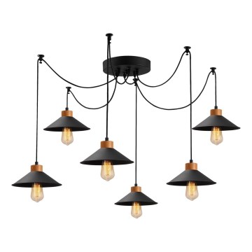 Pendelleuchte MANAVGAT, 6xE27/40W/230V, im Spinnen-Design, schwarz/braun
