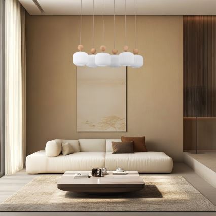 Pendelleuchte mit Kabel BALLO 6xE14/10W/230V beige