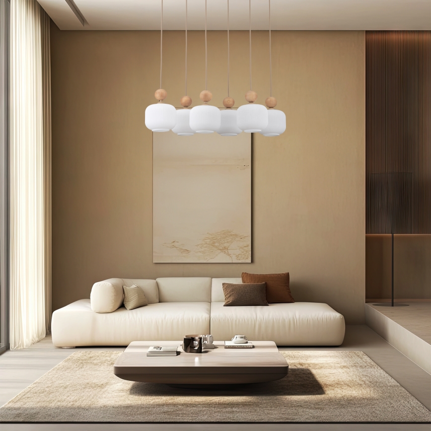Pendelleuchte mit Kabel BALLO 6xE14/10W/230V beige