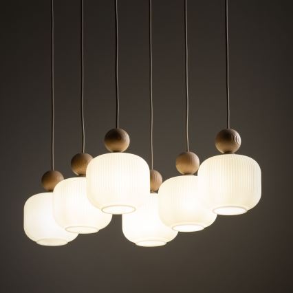 Pendelleuchte mit Kabel BALLO 6xE14/10W/230V beige