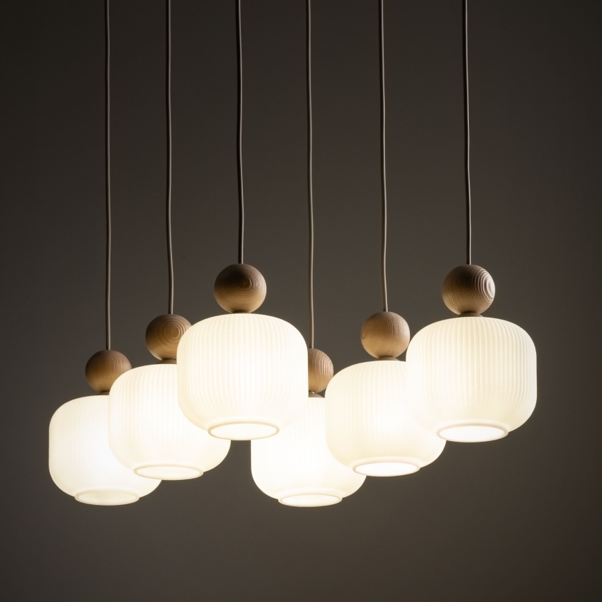 Pendelleuchte mit Kabel BALLO 6xE14/10W/230V beige