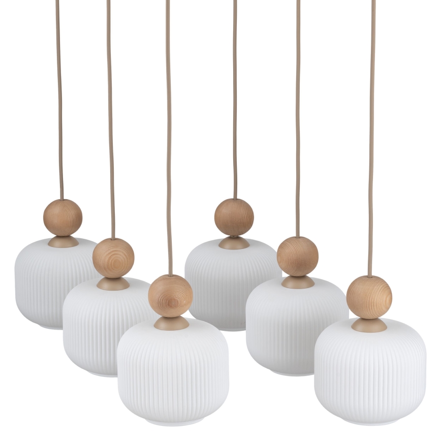 Pendelleuchte mit Kabel BALLO 6xE14/10W/230V beige
