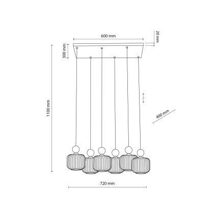 Pendelleuchte mit Kabel BALLO 6xE14/10W/230V beige