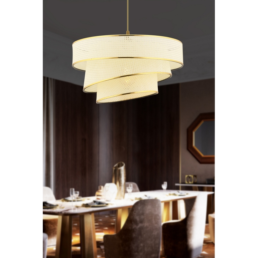 Pendelleuchte mit Kabel COUPER 1xE27/60W/230V weiß/gold