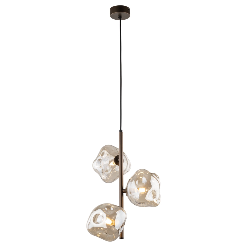 Pendelleuchte mit Kabel LAVA 3xG9/8W/230V Bronze/rauchiges Beige