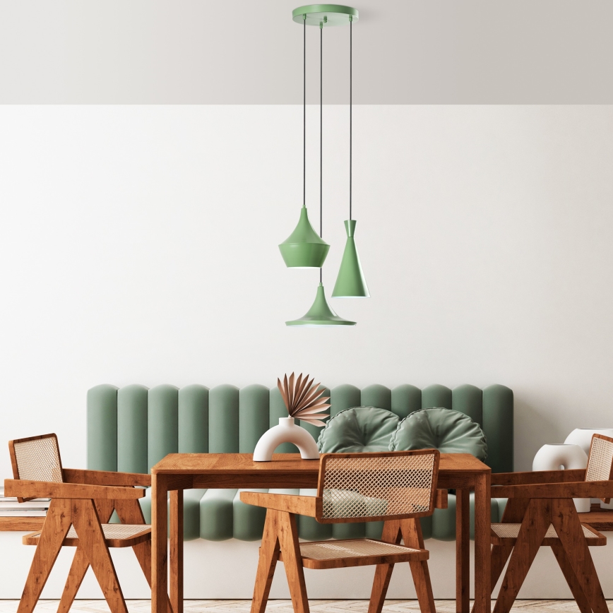 Pendelleuchte mit Kabel TOM 3xE27/40W/230V grün