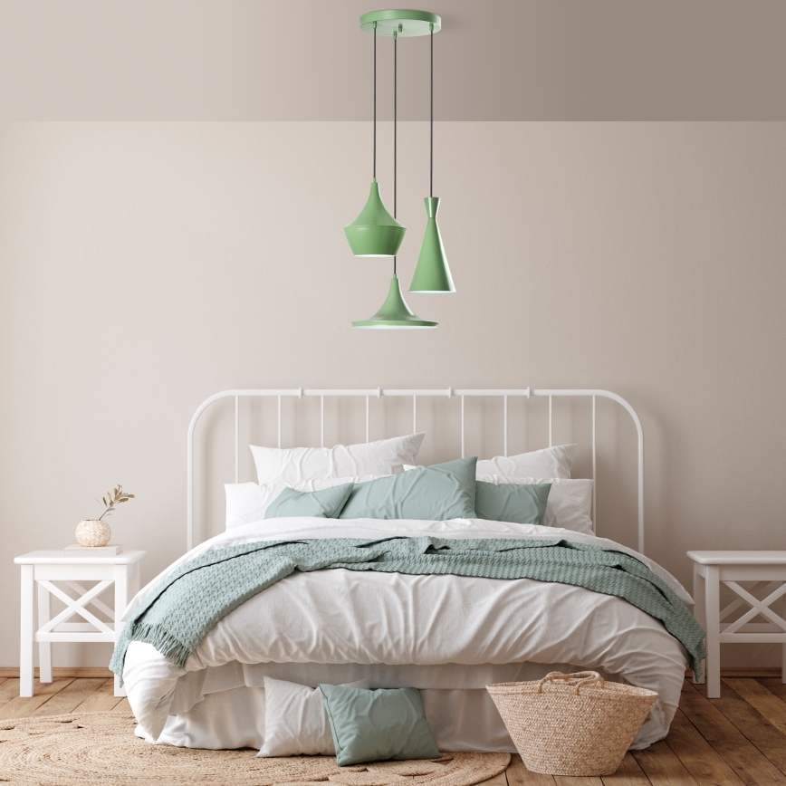 Pendelleuchte mit Kabel TOM 3xE27/40W/230V grün