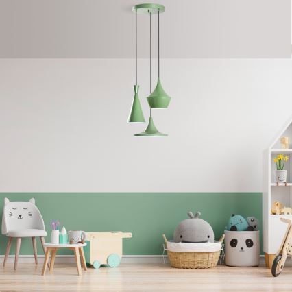 Pendelleuchte mit Kabel TOM 3xE27/40W/230V grün