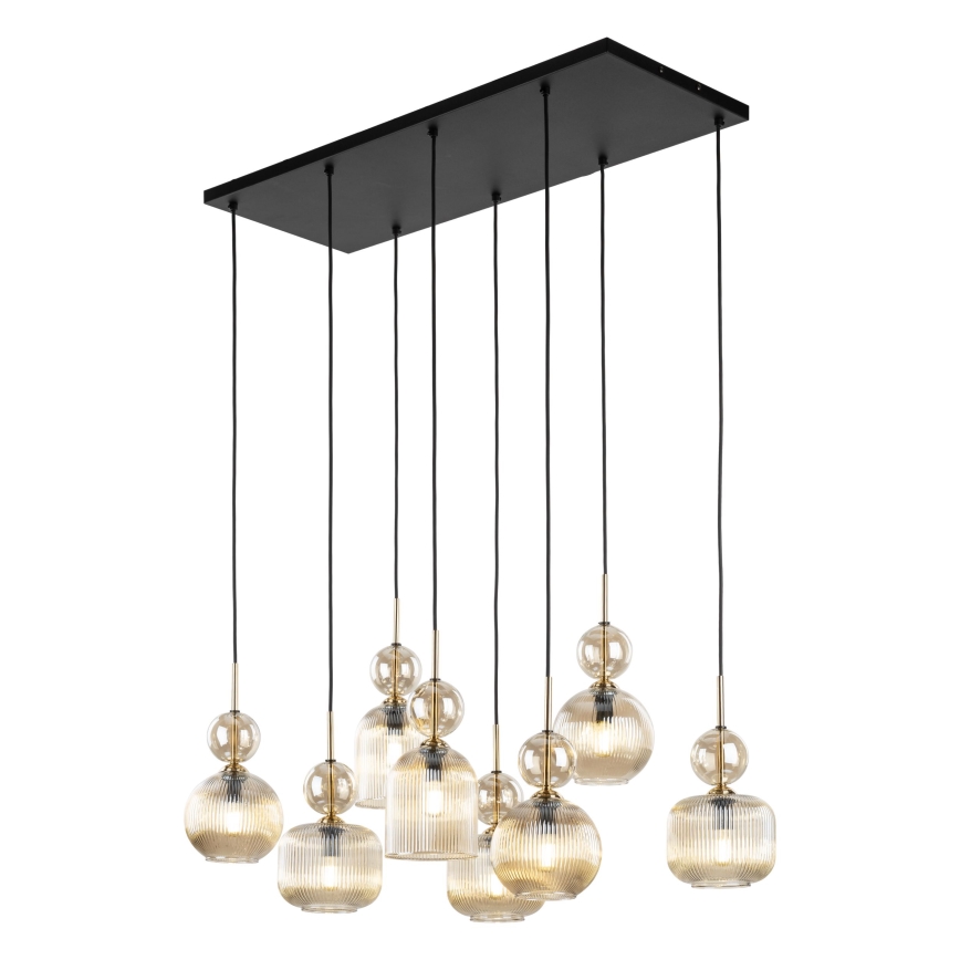 Pendelleuchte mit Kabelabhängung SOPHIA 8xE14/10W/230V schwarz/rauchiges Beige