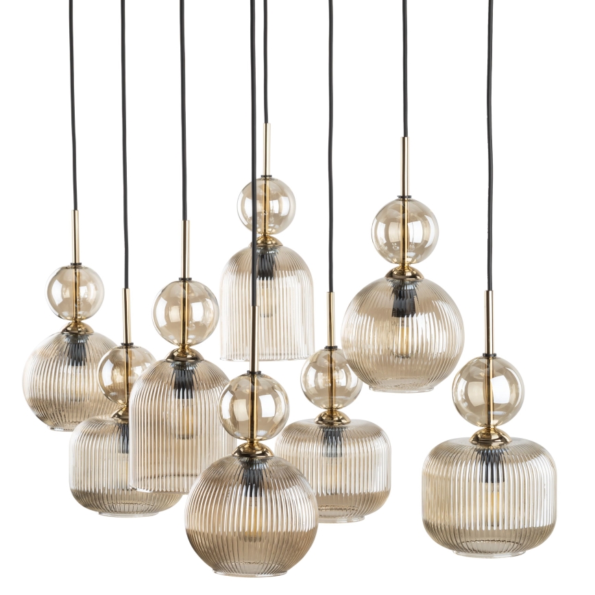 Pendelleuchte mit Kabelabhängung SOPHIA 8xE14/10W/230V schwarz/rauchiges Beige