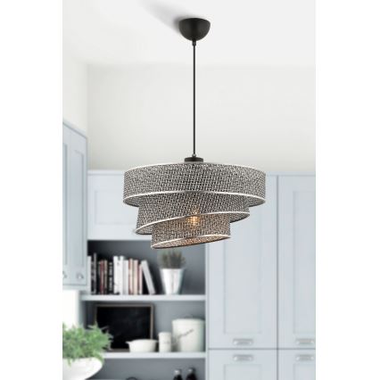 Pendelleuchte mit Kabelaufhängung COUPER 1xE27/60W/230V grau/hochglänzender Chrom