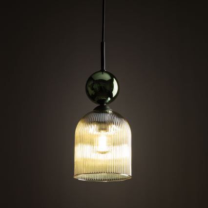 Pendelleuchte mit Kabelaufhängung SOPHIA 1xE14/10W/230V schwarz/grün/rauchiges Beige