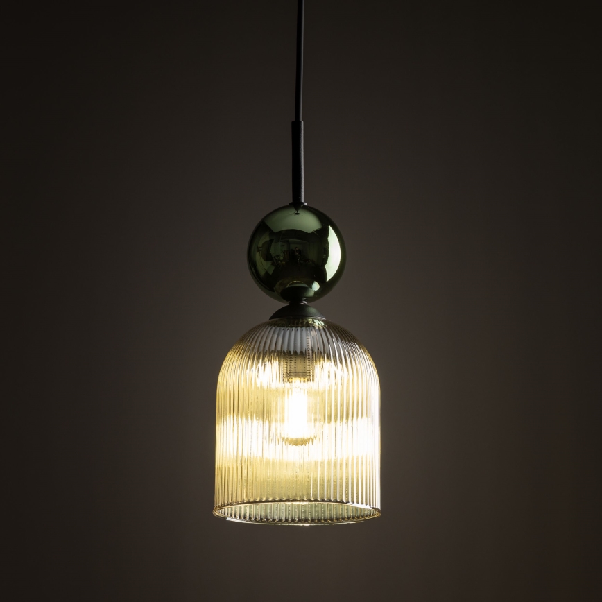 Pendelleuchte mit Kabelaufhängung SOPHIA 1xE14/10W/230V schwarz/grün/rauchiges Beige