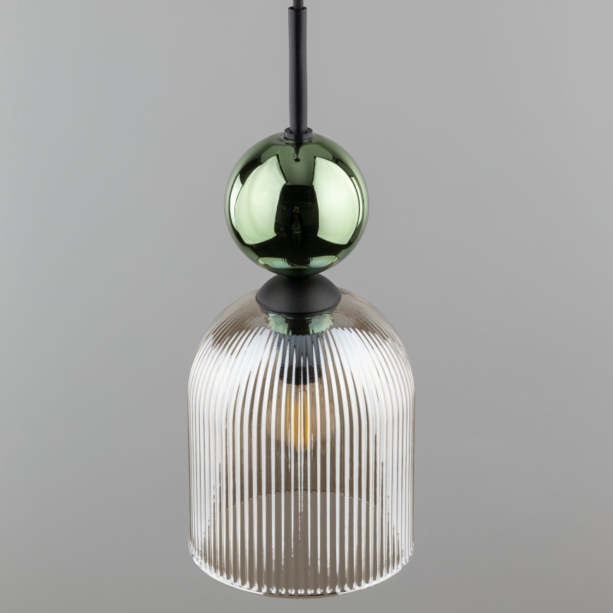 Pendelleuchte mit Kabelaufhängung SOPHIA 1xE14/10W/230V schwarz/grün/rauchiges Beige