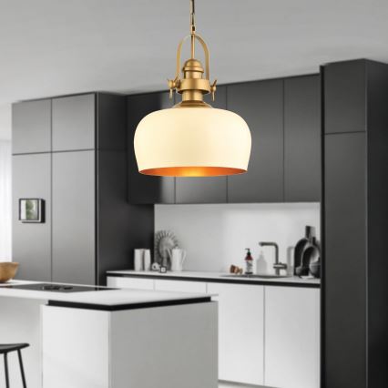 Pendelleuchte MONZA 1xE27/40W/230V Ø 30 cm creme/braun