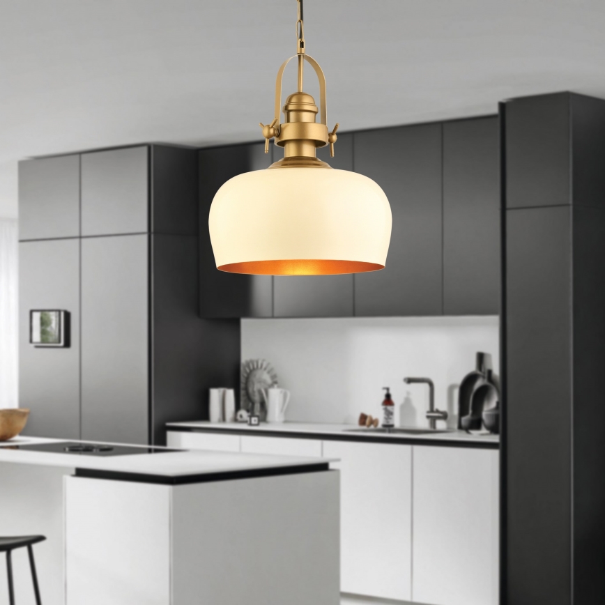 Pendelleuchte MONZA 1xE27/40W/230V Ø 30 cm creme/braun