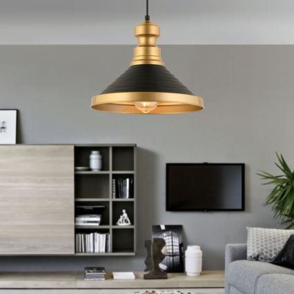 Pendelleuchte MONZA 1xE27/40W/230V Ø 30 cm schwarz/gold