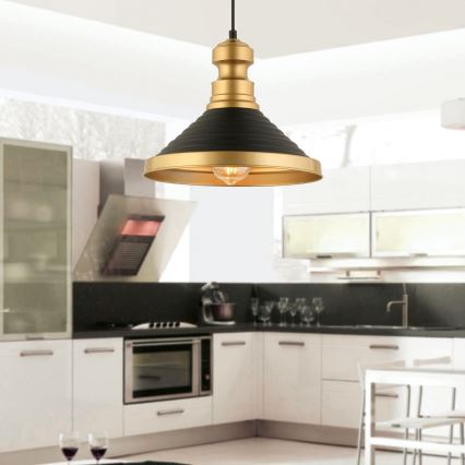 Pendelleuchte MONZA 1xE27/40W/230V Ø 30 cm schwarz/gold