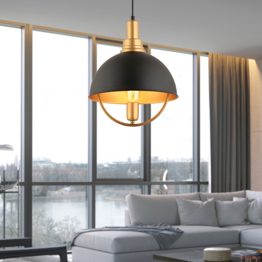 Pendelleuchte MONZA 1xE27/40W/230V Ø 30 cm schwarz/gold