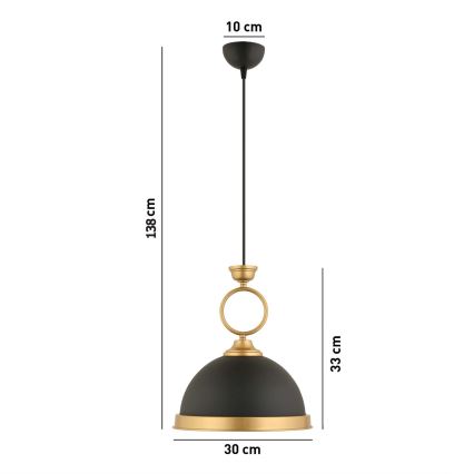 Pendelleuchte MONZA an Kabel, 1xE27/40W/230V, Durchmesser 30 cm, schwarz/bronze