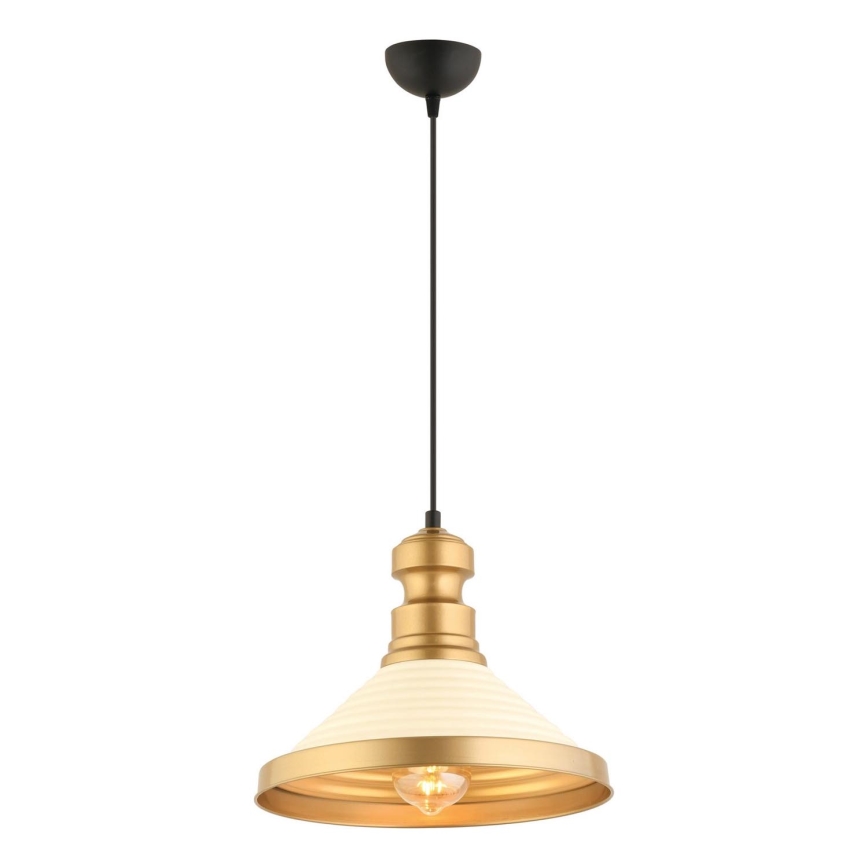 Pendelleuchte MONZA an Kabel 1xE27/40W/230V Ø 30 cm creme/gold