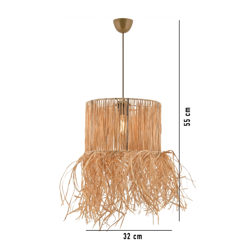 Pendelleuchte NESS mit Kabelaufhängung, 1xE27/40W/230V, Raffia