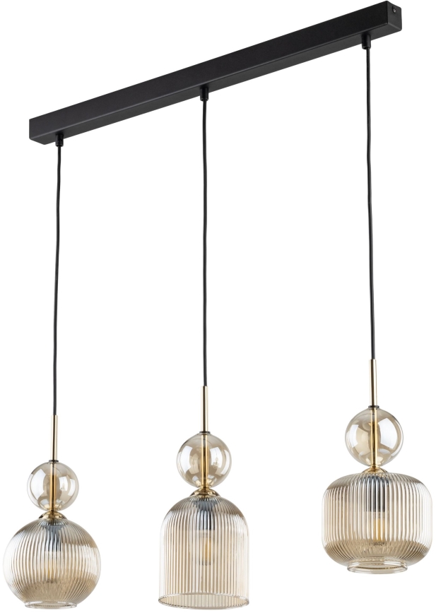 Pendelleuchte SOPHIA 3xE14/10W/230V schwarz/rauchbeige
