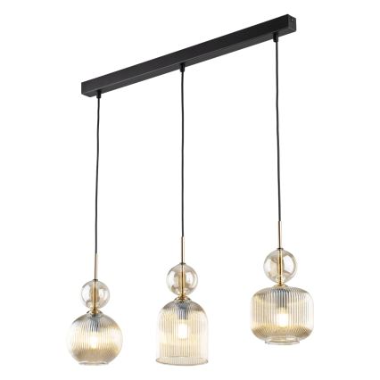 Pendelleuchte SOPHIA 3xE14/10W/230V schwarz/rauchbeige
