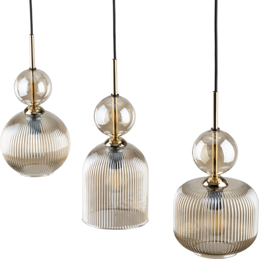 Pendelleuchte SOPHIA 3xE14/10W/230V schwarz/rauchbeige