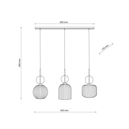 Pendelleuchte SOPHIA 3xE14/10W/230V schwarz/rauchbeige