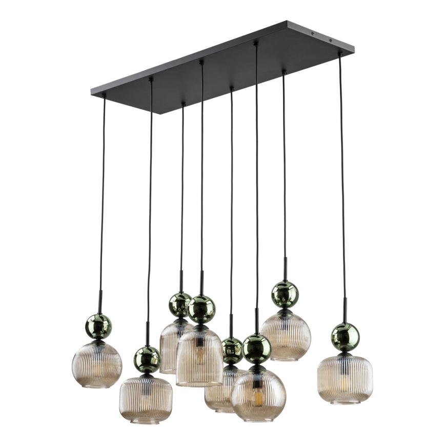Pendelleuchte SOPHIA 8xE14/10W/230V schwarz/grün/rauchbeige