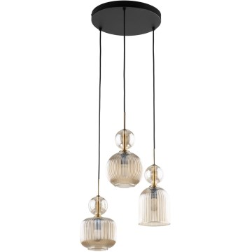 Pendelleuchte SOPHIA mit Kabel 3xE14/10W/230V schwarz/rauchbeige
