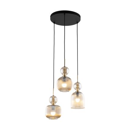 Pendelleuchte SOPHIA mit Kabel 3xE14/10W/230V schwarz/rauchbeige