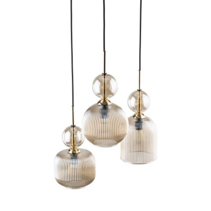 Pendelleuchte SOPHIA mit Kabel 3xE14/10W/230V schwarz/rauchbeige