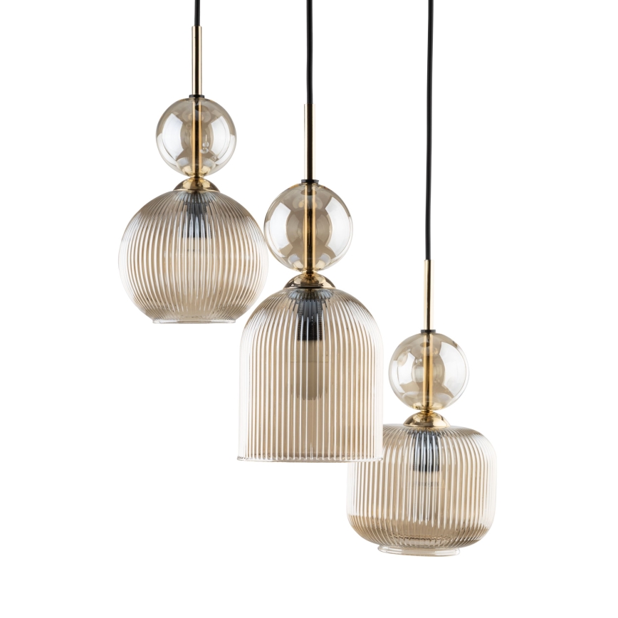 Pendelleuchte SOPHIA mit Kabel 3xE14/10W/230V schwarz/rauchbeige