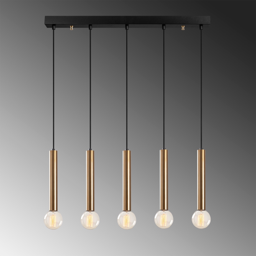 Pendelleuchte TEMPO mit Kabelaufhängung, 5x E27, max. 40 W, 230 V, gold