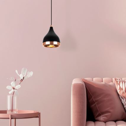 Pendelleuchte YILDO mit Kabelaufhängung 1xE27/40W/230V schwarz/kupferfarben